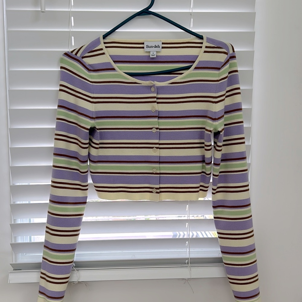 ARITZIA SUNDAY BEST | cropped sweater | buttercream, mint, lilac striped